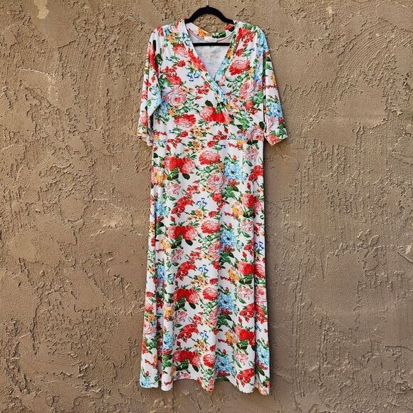 Measeor Short Sleeve Floral Maxi Dress Size XXL - Picture 1 of 15